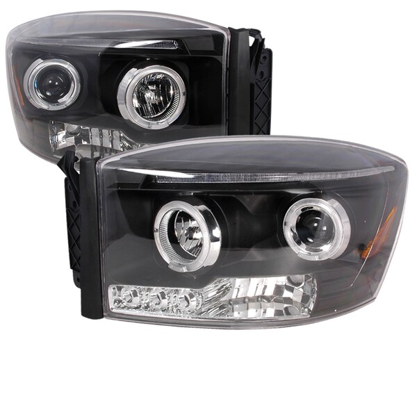 Spec-D Tuning 06-08 Dodge Ram Halo LED Projector Black 2LHP-RAM06JM-TM - main